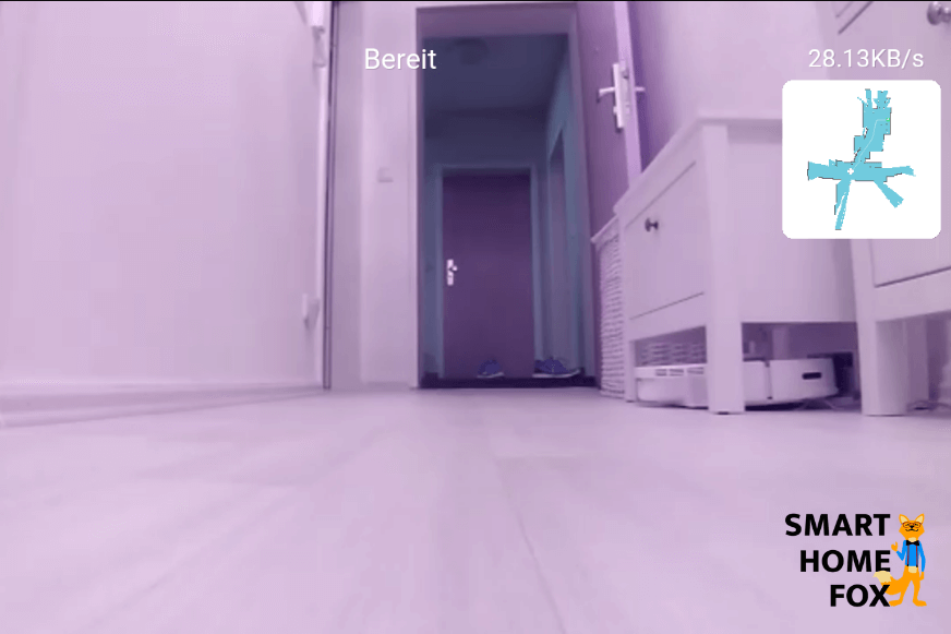 Using the remote viewing technology of the Roborock S6 MaxV to see if you locked the front door.